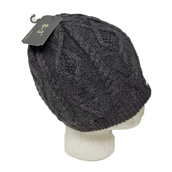 Women's Warm Winter Beanie Hat, Dark Grey - Picture 1 of 5